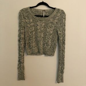 Cropped free people olive and cream sweater!